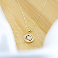 Cubic Zirconia Round Pizza Necklace - 18k Gold Filled
