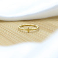 Sideways Cross Ring - 18k Gold Filled