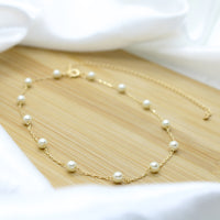 Pearl Chain Choker Necklace - 18k Gold Filled