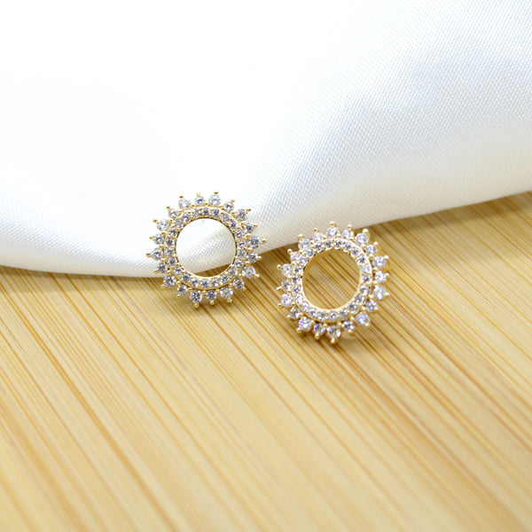 CZ Round Stud Earrings - 18k Gold Filled
