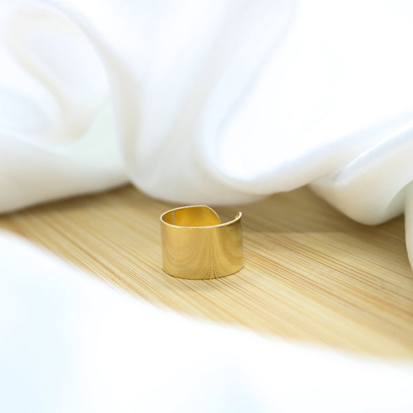 Adjustable Wide Band Ring - 18k Gold Filled