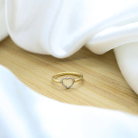 Heart Ring with White Rhodium Details - 18k Gold Filled
