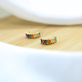 Multi Colors CZ Half Hoop Earrings - 18k Gold Filled