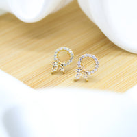 CZ Circle with White Flower Earrings - 18k Gold Filled