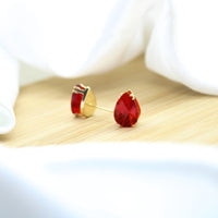 Ruby Teardrop Stud Earrings - 18k Gold Filled