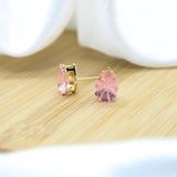 Pink Teardrop Stud Earrings - 18k Gold Filled
