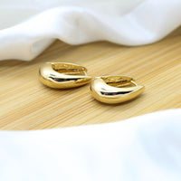 Oval Chunky Hoop Earrings - 18k Gold Filled