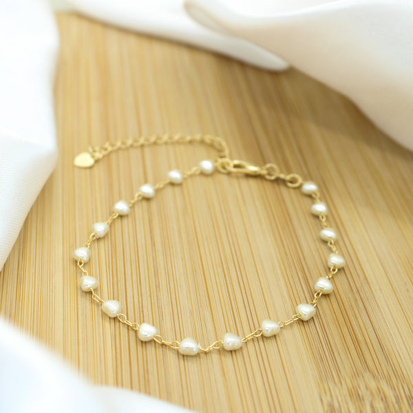 Pearl Heart Bracelet - 18k Gold Filled