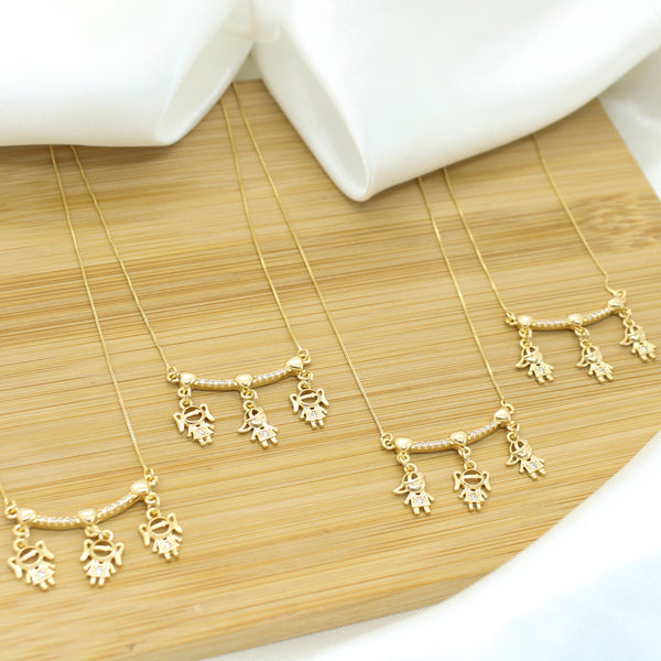 Custom 3 Kids Necklace - 18k Gold Filled