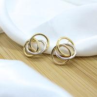 Triple Rings with Whit Rhodium Details Earrings  - 18k Gold Filled