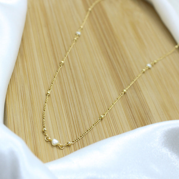 Pearl Heart Long Necklace - 18k Gold Filled
