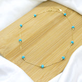 Blue Station Necklace - 18k Gold Filled