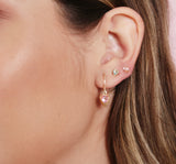 4mm Pink CZ Heart Earrings - 18k Gold Filled