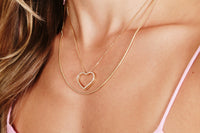 Lux Line Heart CZ Necklace - 18k Gold Filled