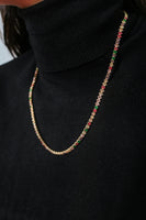 CZ Multicolor Drop Shaped Riviera Necklace - 18k Gold Filled
