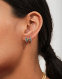 CZ Navy Blue Hoop Earrings - 18k Gold Filled