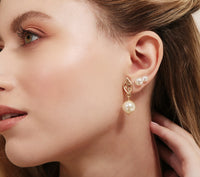 Leaf Pearl Earrings - 18k Gold Filled