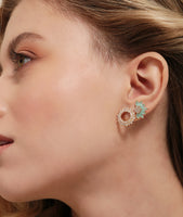 Green CZ Flower Stud Earrings - 18k Gold Filled