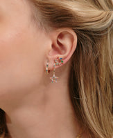 CZ Multi Color Pendant Star Hoop Earrings - 18k Gold Filled