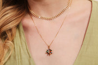 Multi Color CZ Flower Necklace - 18k Gold Filled