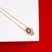 CZ Hand of Fatima Necklace - 18k Gold Filled