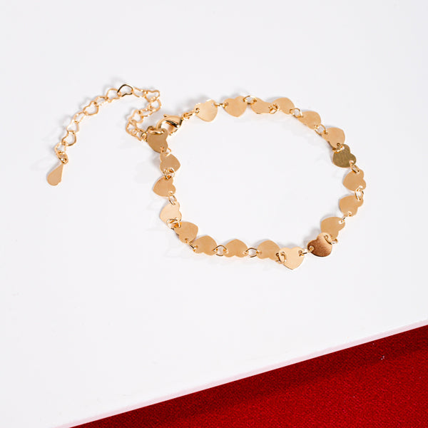 Heart Chain Bracelet - 18k Gold Filled