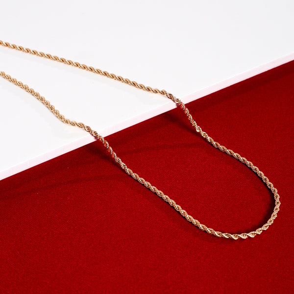 2mm Rope Necklace - 18k Gold Filled