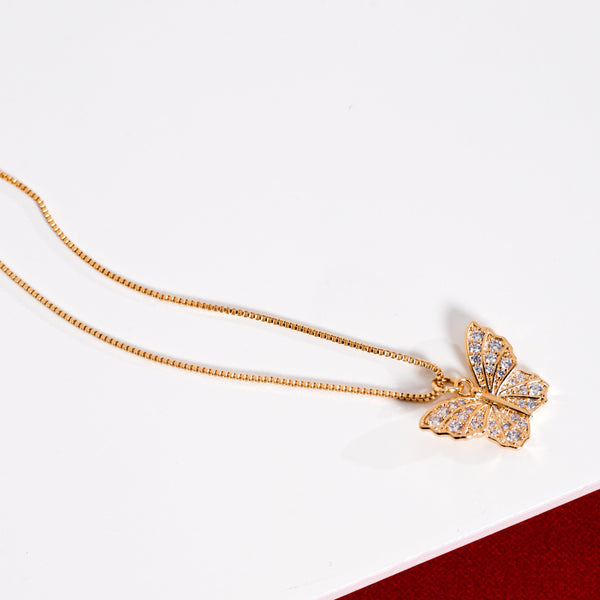 CZ Butterfly Necklace - 18k Gold Filled