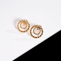 Detailed 2 Circle Earring - 18k Gold Filled