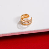 3 Lines Fake Piercing with White Rhodium Details - 18k Gold Filled