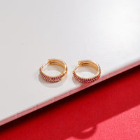 CZ Pink Hoop Earrings - 18k Gold Filled